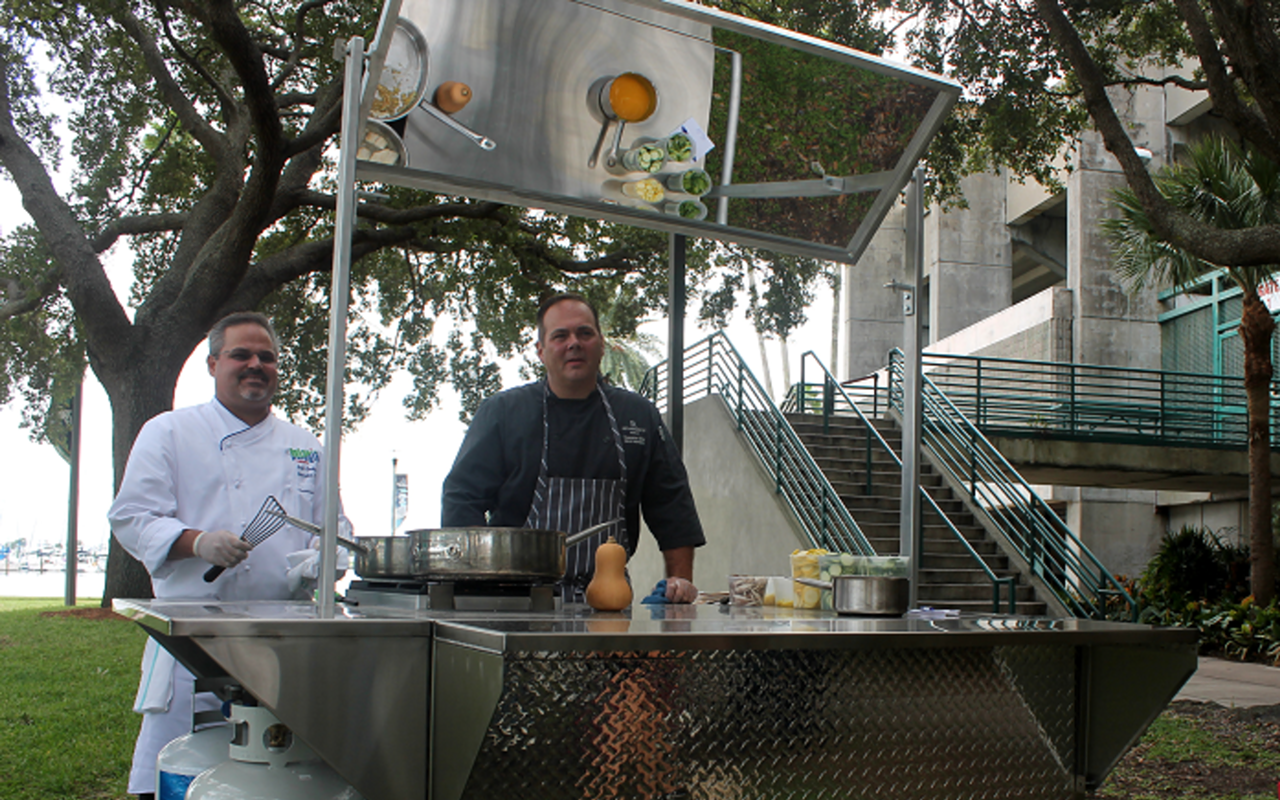 WHAT'S COOKIN': Chefs Brett Gardiner  and Mark Heimann answer questions about their dish at a Taste A La Cart preview event.