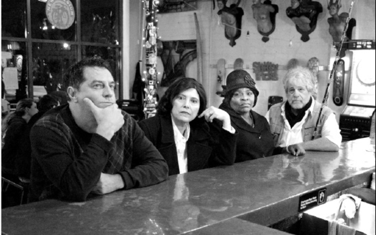 A NOVEL IDEA: Dead Authors Kerouac (Robert Gilligan), Rawlings (Deanna H. Scott), Hurston (Nyela Hope) and Hemingway (John M. Lowe) at St. Pete’s Amsterdam Bar.