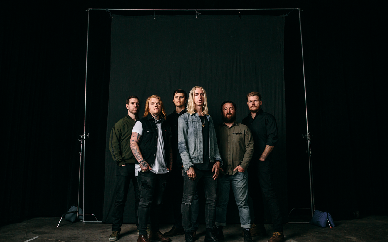 FAMILY BAND: Spencer Chamberlain (third from left) and Underoath, which plays Yuengling Center in Tampa, Florida on December 14, 2018.