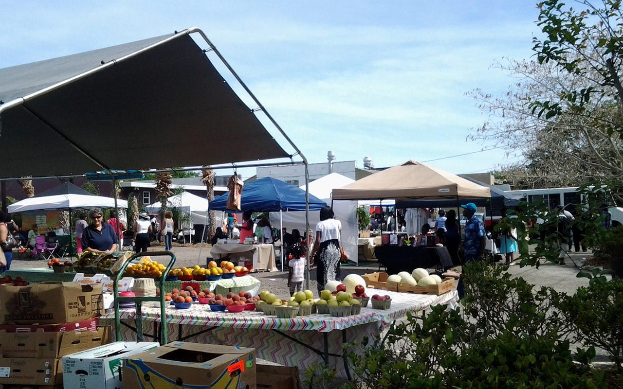 A view of the Deuces Live Sunday Market, located just off 22nd Street South. More than 20 vendors set up shop at the market's debut.