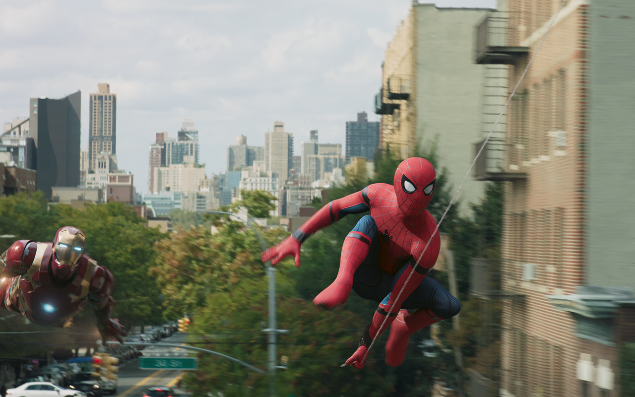 Spider-Man and Iron Man in Columbia Pictures' SPIDER-MAN™: HOMECOMING.