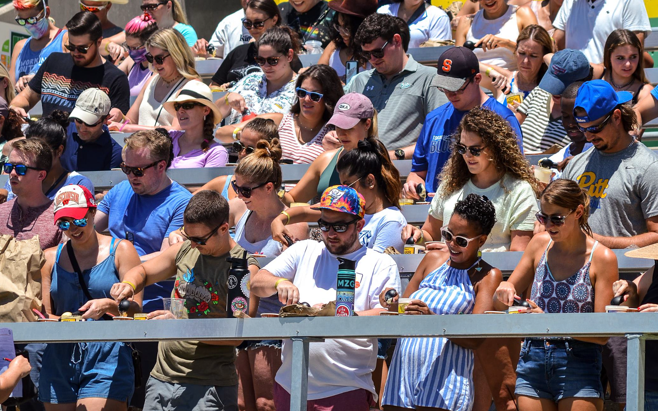 Altogether, 327 people gathered at Al Lang Stadium in St. Petersburg last weekend to set the record for most people scooping ice cream simultaneously.