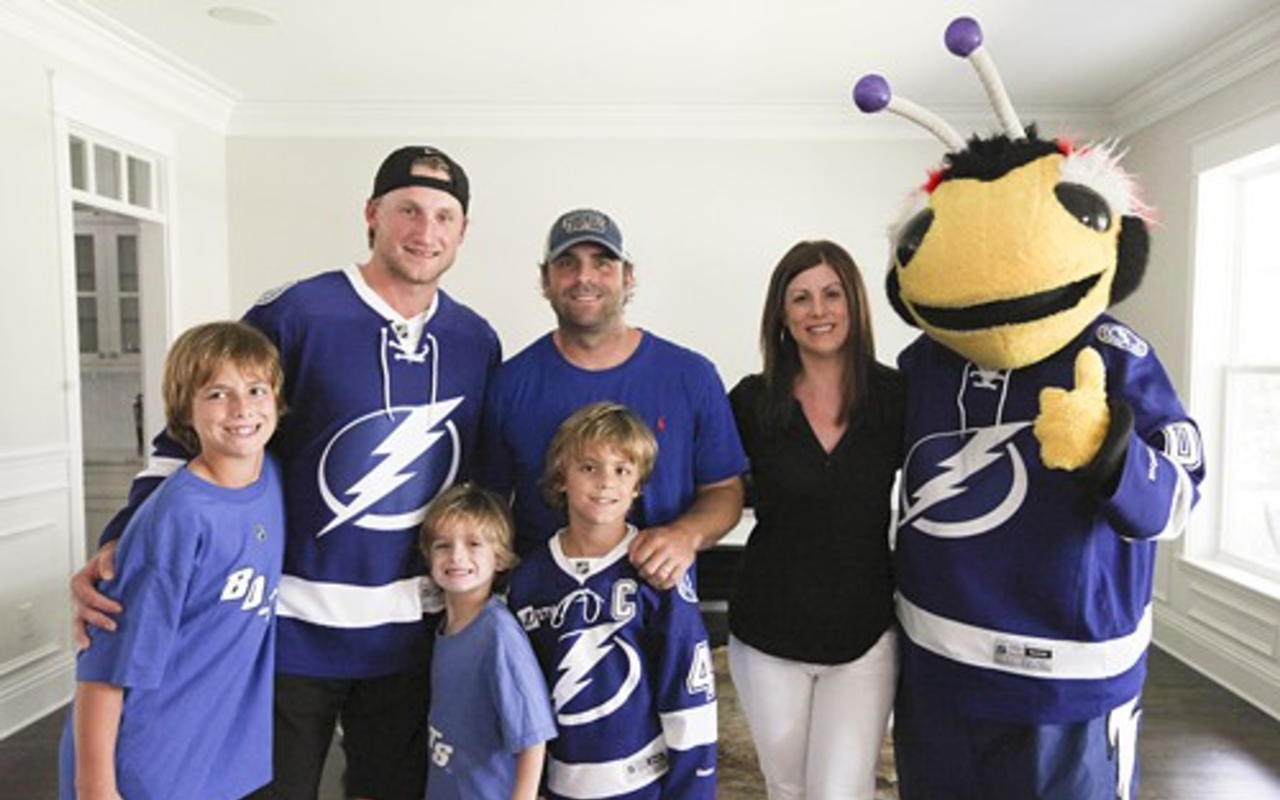 Chris and Shelly Girsch and their three boys, Tyler, Colin, and Nicholas, get the surprise of their lifetime from Steven Stamkos and Thunderbug