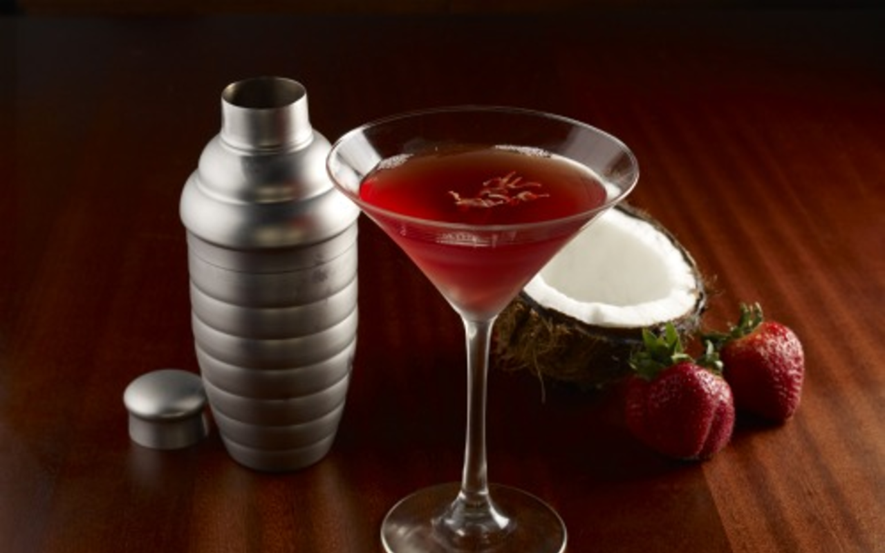 Summery strawberry-coconut martini with strawberry-infused vodka (recipe)