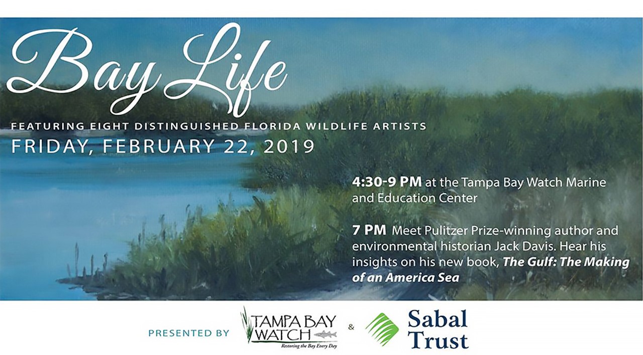 See some Florida wildlife art at the 6th Annual Bay Life Art Show in Tierra VerdeSee artwork from Bill Renc, Nathan Beard, Karen Baker, Bill Castleman, Vivek Lakhotia, Rasa Saldaitis, Joyce Ely Walker, and Sandra Williams. Author of the Pulitzer Prize-winning book The Gulf: The Making of an American Sea is speaking at the event.Thurs.-Fri., Feb. 21-22Photo via the Facebook event page