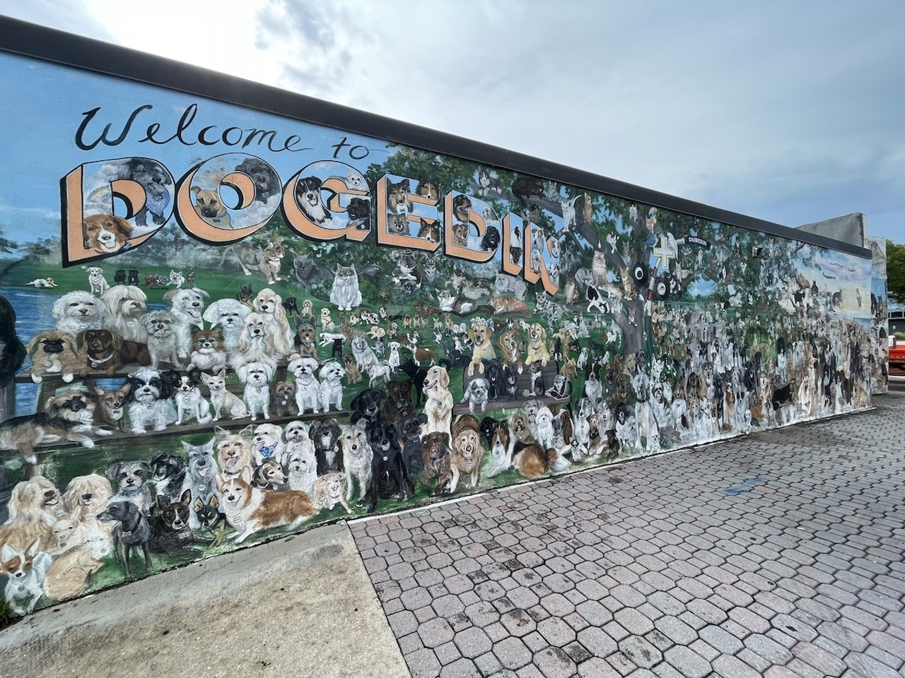 Anna Hamilton welcomes you and your dog to Dunedin
371 Main St., Dunedin
Anna Hamilton’s “Welcome to Dogedin” mural on the side of Skip’s Bar & Grill is a monument to Dunedin’s best friends—the dogs and cats who kept Dunedin residents company through the years. When Hamilton first painted the mural in 2010, it was just a “regular mural” with three dogs and a sign encouraging folks to donate to get their pet’s image added to the mural. More than a decade later, the wall hosts over 1000 Dunedin dogs and cats.Photo by Jennifer Ring