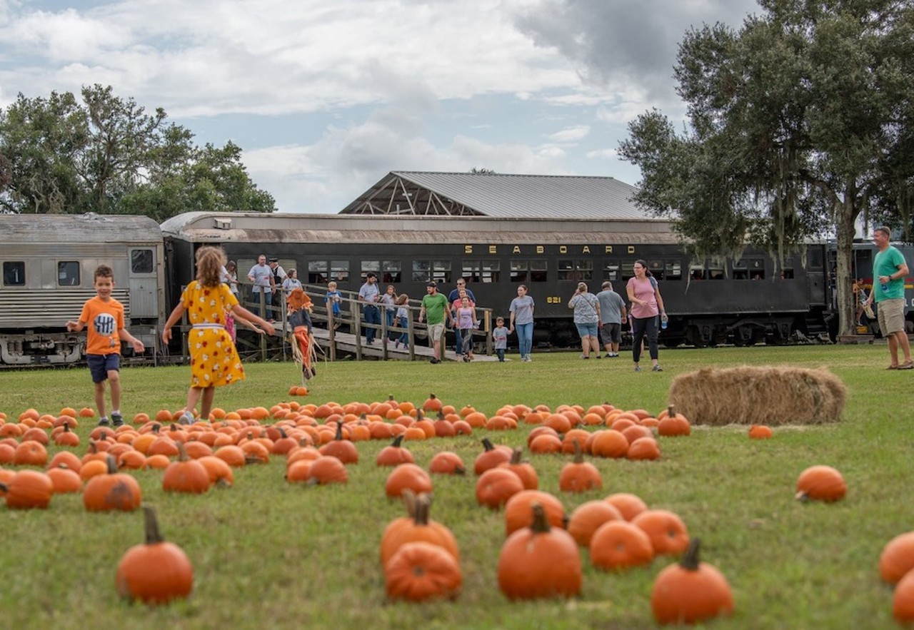 Florida Railroad Museum Pumpkin Patch Express
12210 83rd St. East, Parrish
October 21-22 & 28-29
Tickets anywhere from $20 to $289
Operating on a six-mile rail line between Parrish and Willow, the Florida Railroad Museum is putting on its annual Pumpkin Patch Express with open-air and air-conditioned seats available, as well as the party caboose for large parties. Guests can enjoy hayrides, arts and crafts, Lincoln log building and every kid can go home with a pumpkin!
Photo via Florida Railroad Museum/Facebook