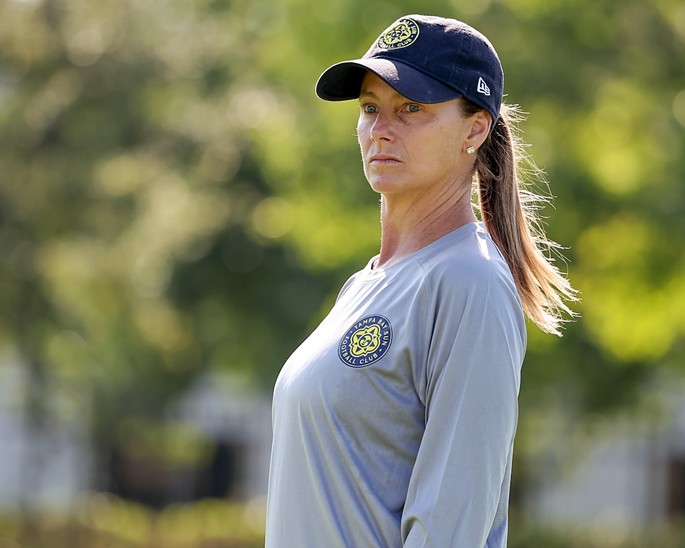 Coach Denise Schilte-Brown at Tampa Bay Sun FC's practice on July 5, 2024.