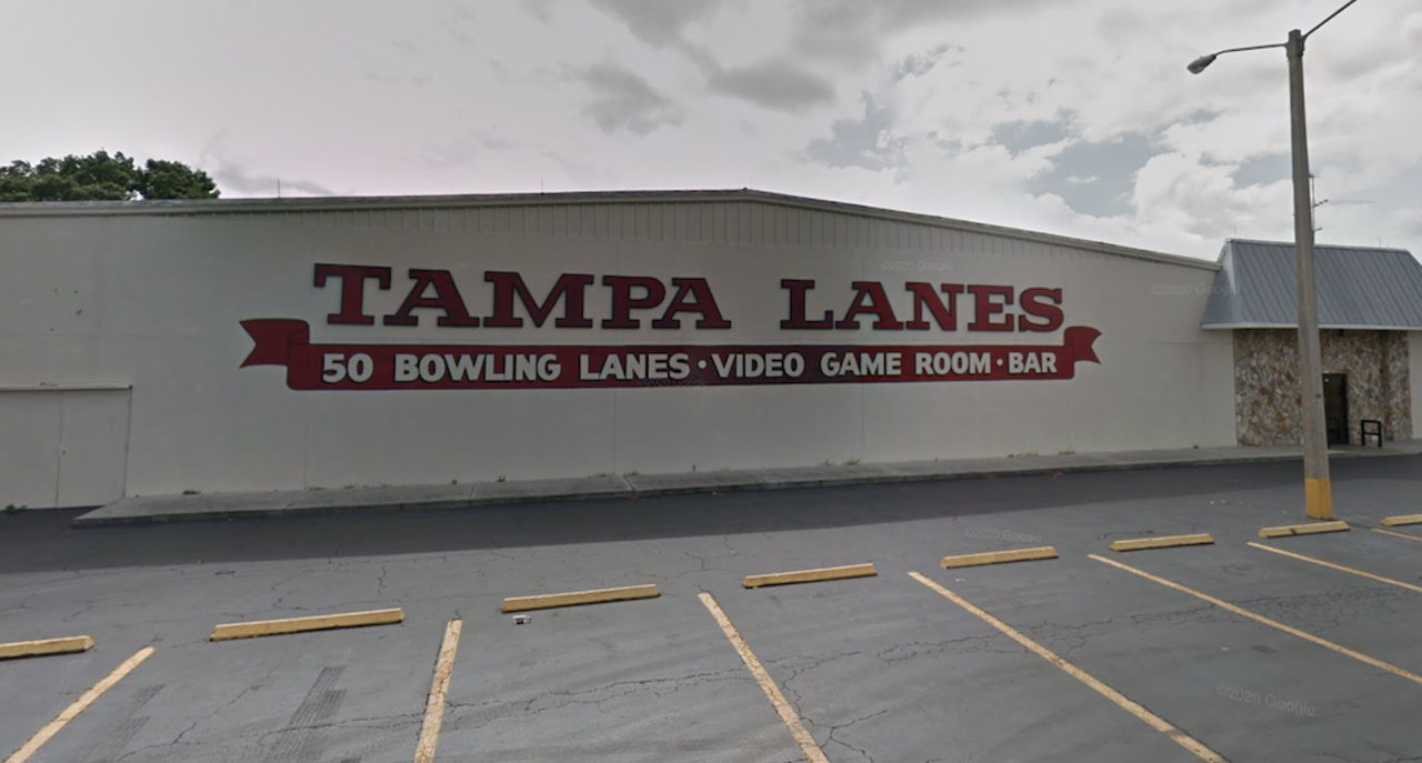 Tampa Lanes
Despite its deterioration in later years, it was a childhood loss for many when Tampa Lanes officially shut its doors for good in 2018. The old-school bowling alley not only featured 50 lanes, an arcade and full bar that was secretly one of the best dives in Tampa, but was packed with core memories and nostalgic vibes. The building has not yet been sold and still rocks the giant red lettering that's hard to miss when driving down North Dale Mabry. 
Photo via Google Maps