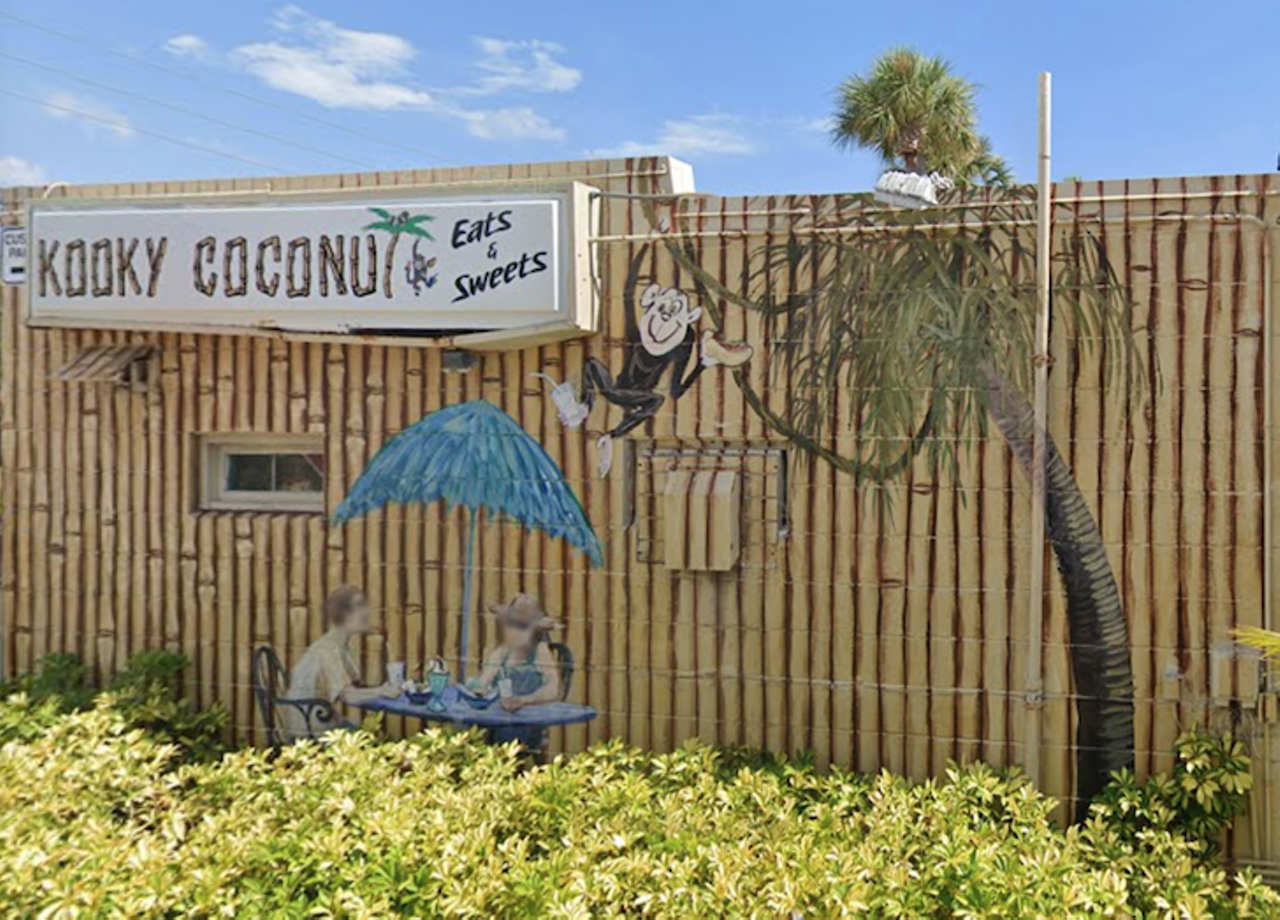 Kooky Coconut
160 Gulf Blvd., Indian Rocks Beach
The little bamboo-covered cafe Kooky Coconut is a few steps from the beach, and according to its site, bites of beach-friendly eats. The menu features lots of handheld items like Cuban sandwiches, burritos, tacos and quesadillas. Kooky Coconut serves ice cream from local creameries, and it is home to the only Indian Rocks Beach shell shop.
Photo via Kooky Coconut/Google