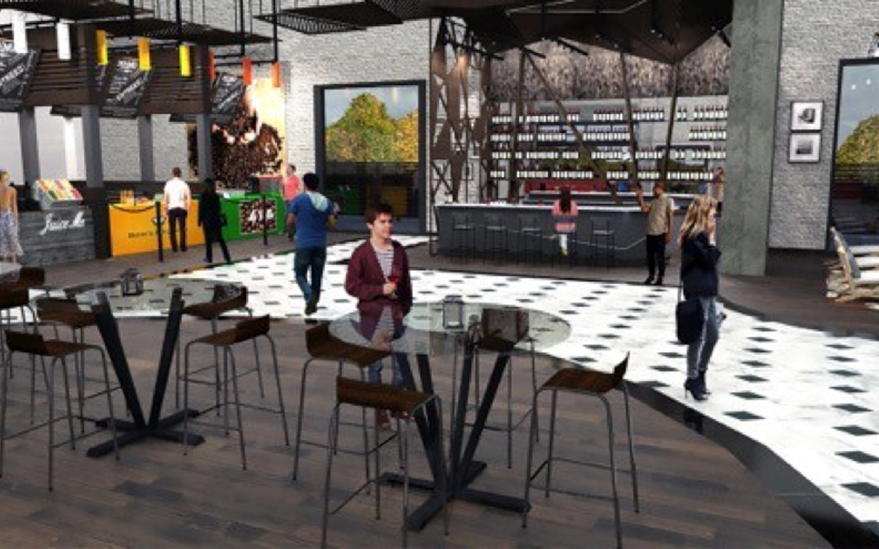 A rendering of The Hall on Franklin's interior, which will feature open seating, a bar and lounge.