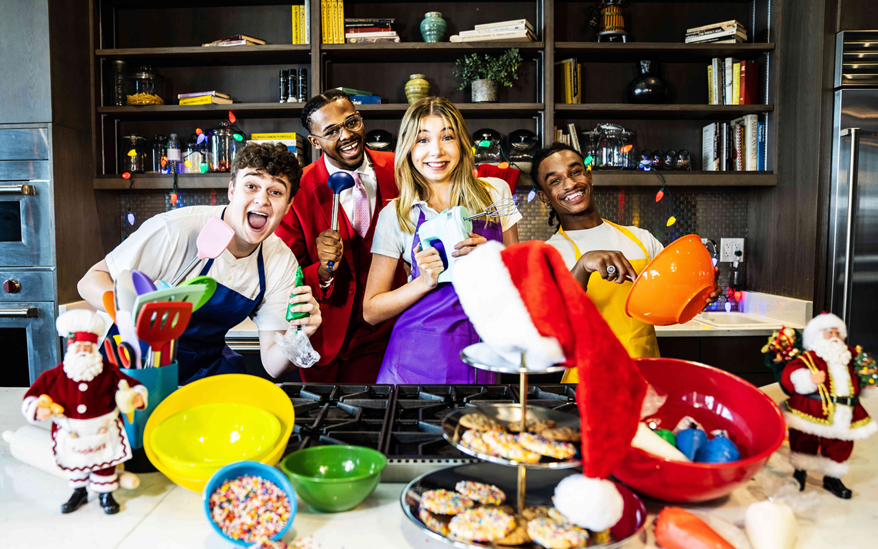 (L-R) Alex Rodriguez, Jordan Mason, Hayden Brown-Wahlgren and Jaiden Gray from the cast of 'The Great Christmas Cookie Bake-Off' playing at Stageworks Theatre in Tampa, Florida through Dec. 17, 2023.