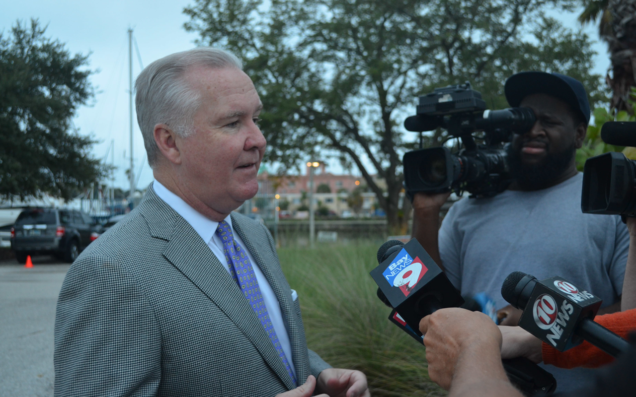 Tampa Mayor Bob Buckhorn cast his ballot early Tuesday morning at the Sandra W. Freedman Tennis Complex for primary election day.
