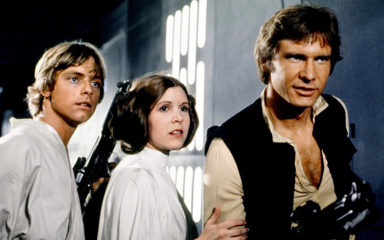 (L-R) Mark Hammill, Carrie Fisher and Harrison Ford in .Star Wars: A New Hope.’