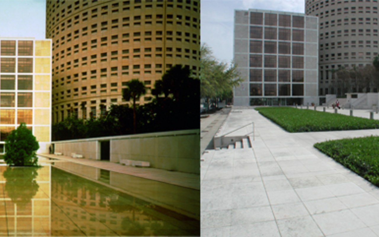 THE PLAZA THEN AND NOW: The pools were sacrificed on the altar of valet parking a decade ago.