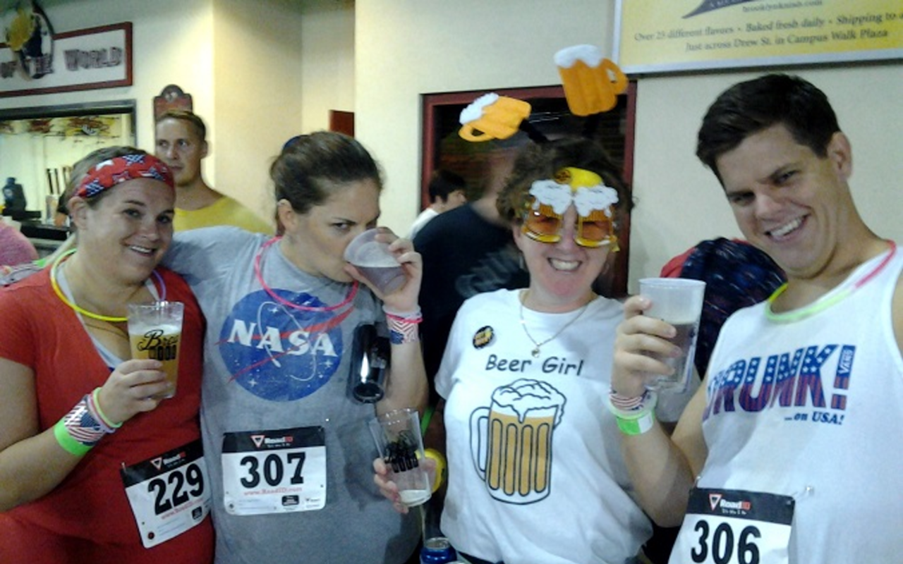 HOPPY CAMPERS: (L-R) Kim Marshall, Casey 'Baller' Reagan, Courtney Hester and Caleb Reagan after the race.