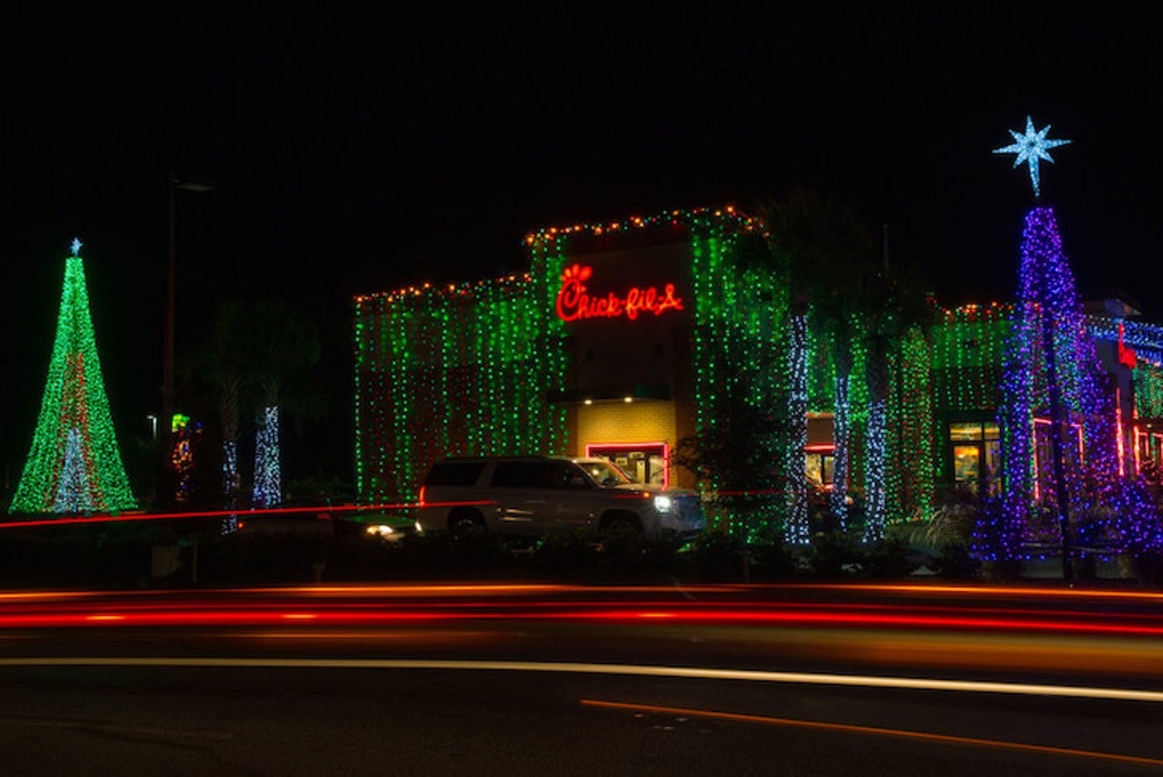 Tampa&#146;s Chick-Fil-A Lights
6299 W. Waters Ave., Tampa
Beginning Nov. 23
The annual light display at the Chick-Fil-A on Waters is basically an institution in itself. This year things are scaled back a bit, but those going through the drive-thru can still expect to see lights as well as an unnamed surprise. A QR code will also be present with a special message from Santa. And there&#146;s still Chick-n-Minis, so&#133; you know.
Photo via chick-fil-a.com