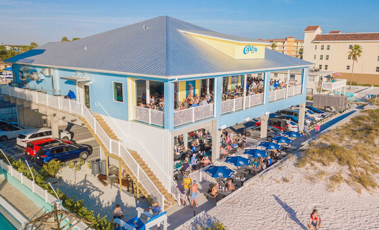Caddy&#146;s on Madeira Beach
14080 Gulf Blvd., Madeira Beach
Caddy&#146;s on Madeira Beach is literally right on the beach, with a two-story bar, waterfront views and outdoor seating with picnic tables. The main restaurant is upstairs and opened in March. It's got barside classics like wings and lots of drinks.
Photo via Caddy&#146;s on Madeira Beach/Facebook