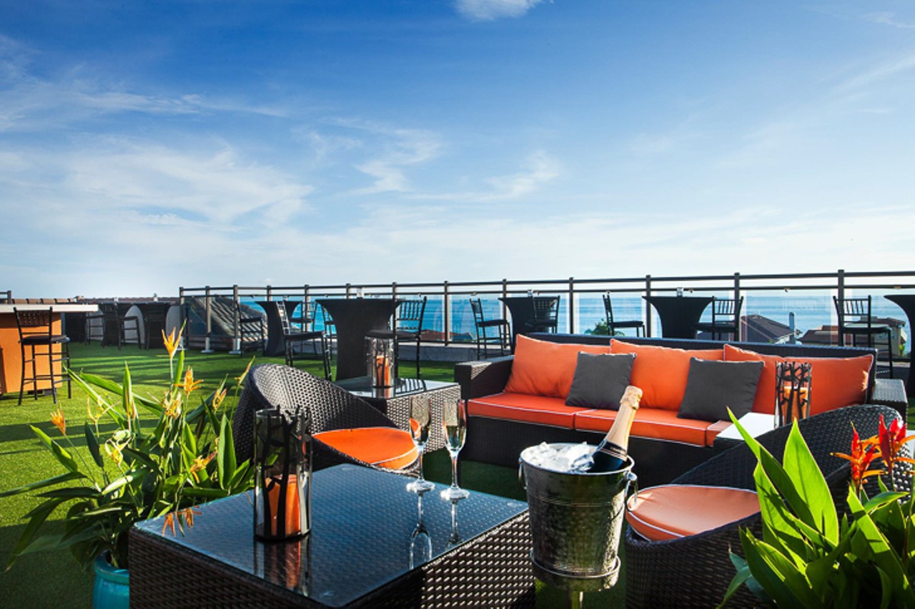 360 Rooftop Bar 
Hotel Zamora, 3701 Gulf Blvd. no. 101, St. Pete Beach  
360 Rooftop Bar Want a panoramic view of the Gulf while you enjoy your booze? Then 360 Rooftop Bar on St. Pete Beach is the spot for you. If you&#146;re feeling extra lush, rent a rooftop cabana. We&#146;ll cut to the chase&#150;&#150;happy hour is every day from 6 p.m.-10 p.m.&#151; and it&#146;s totally worth navigating through the crowds of snowbirds. 
Photo via Castile Restaurant/Facebook