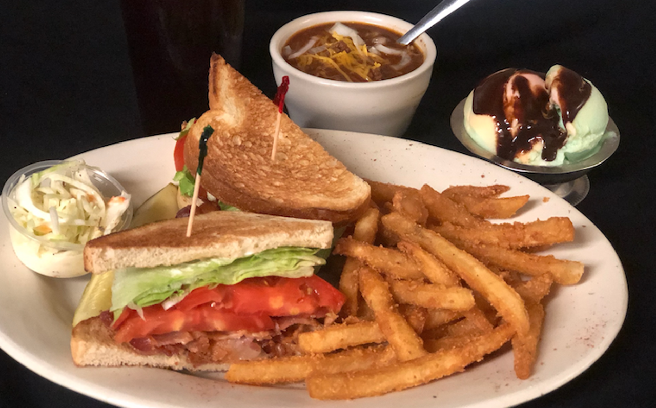 Three Coins
7410 N Nebraska Ave., Tampa
The family-style 24-hour diner has each meal covered at cheap prices. Omelets are around $7, two pancakes are $5.25, a BLT is $7.25, a meatloaf open sandwich is $9.95 and a New York strip steak is $14.25. You could spend the whole day here and only spend around $40. 
Photo via Three Coins Diner/Facebook