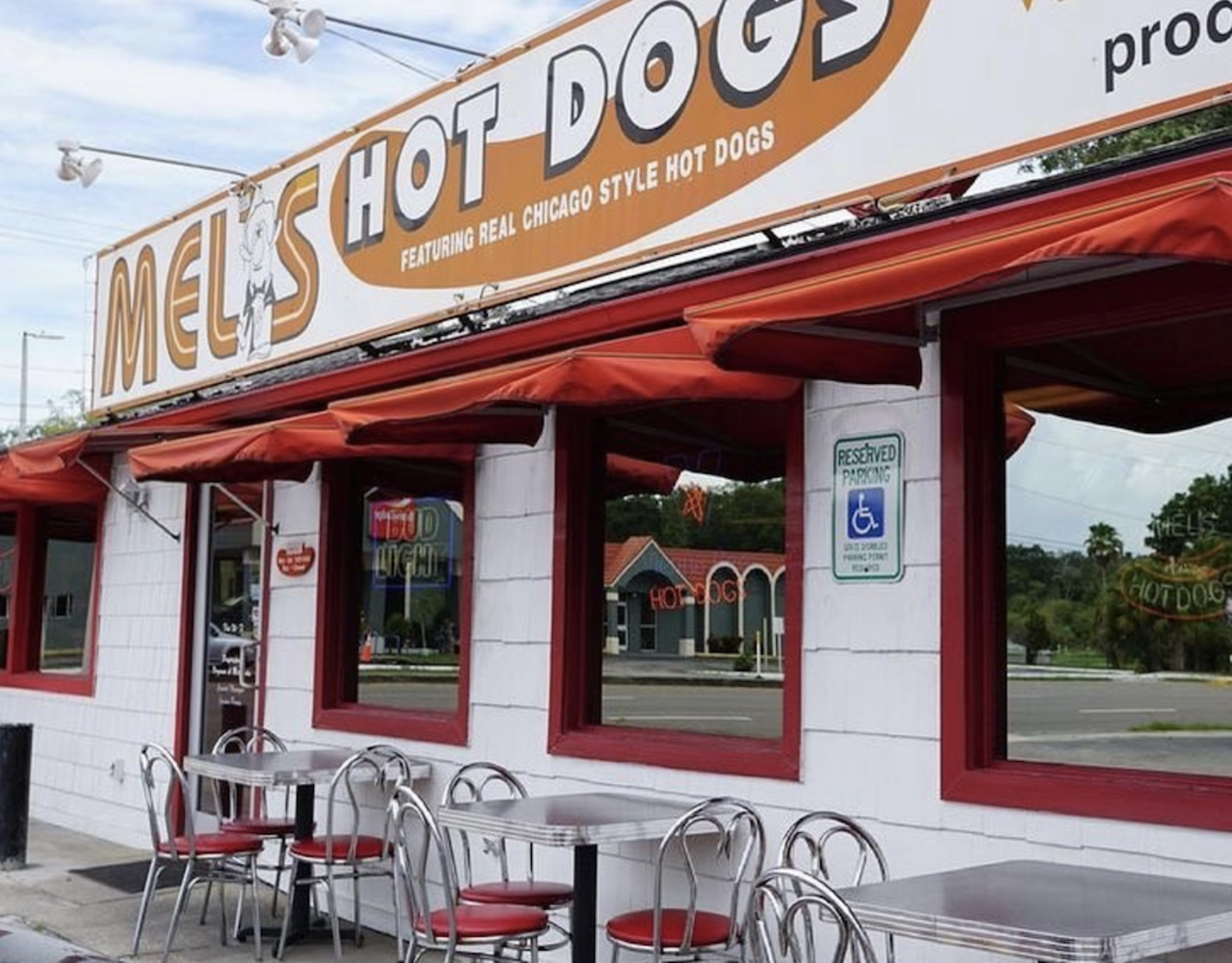 Mel’s Hot Dogs
4136 E Busch Blvd., Tampa, 813-985-8000
For nearly 50 years, Mel’s has served the people of Tampa its signature hot dogs for an affordable price. Mel’s special and Chicago-style dogs cost $5.25, cheese and chili dogs set you back $5.95, slaw dogs run $6.25 and bagel dogs are $7.70, not to mention the fries, baked beans and onion rings.
Photo via Mel’s Hot Dogs/Facebook