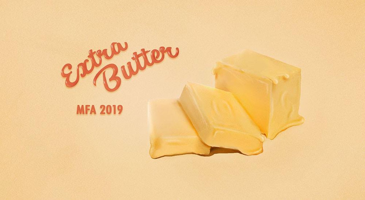 Extra Butter at USFWork from USF MFA students, class of 2019, will be on display. The artists are Pat Blocher, Christian Cortes, Christopher Evans, Muriel Holloway, James Mastroni, Laura Kim Meckling, Carola Miles, Eric Ondina, Jason Pinckard, Taylor O. Thomas, and Jake Troyli. Afterwards, head next door to ArtHouse for open studios and music.Opening reception Fri., Mar. 29, 7-9 p.m. Open studios at ArtHouse 8:30-11 p.m.
Photo via the Facebook event page