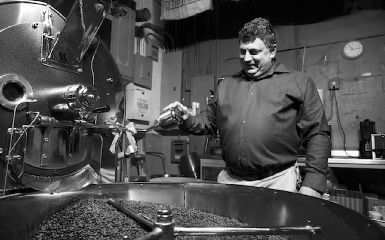 ITALIAN STYLE: Mazzaro's owner Kurt Cuccaro waits for fresh-roasted beans to cool.