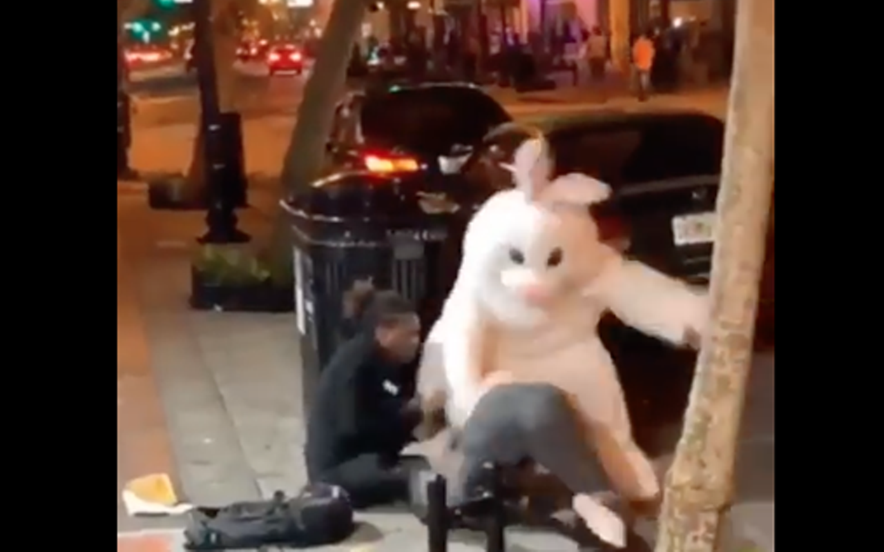 The Easter Bunny got into a street fight in downtown Orlando last night