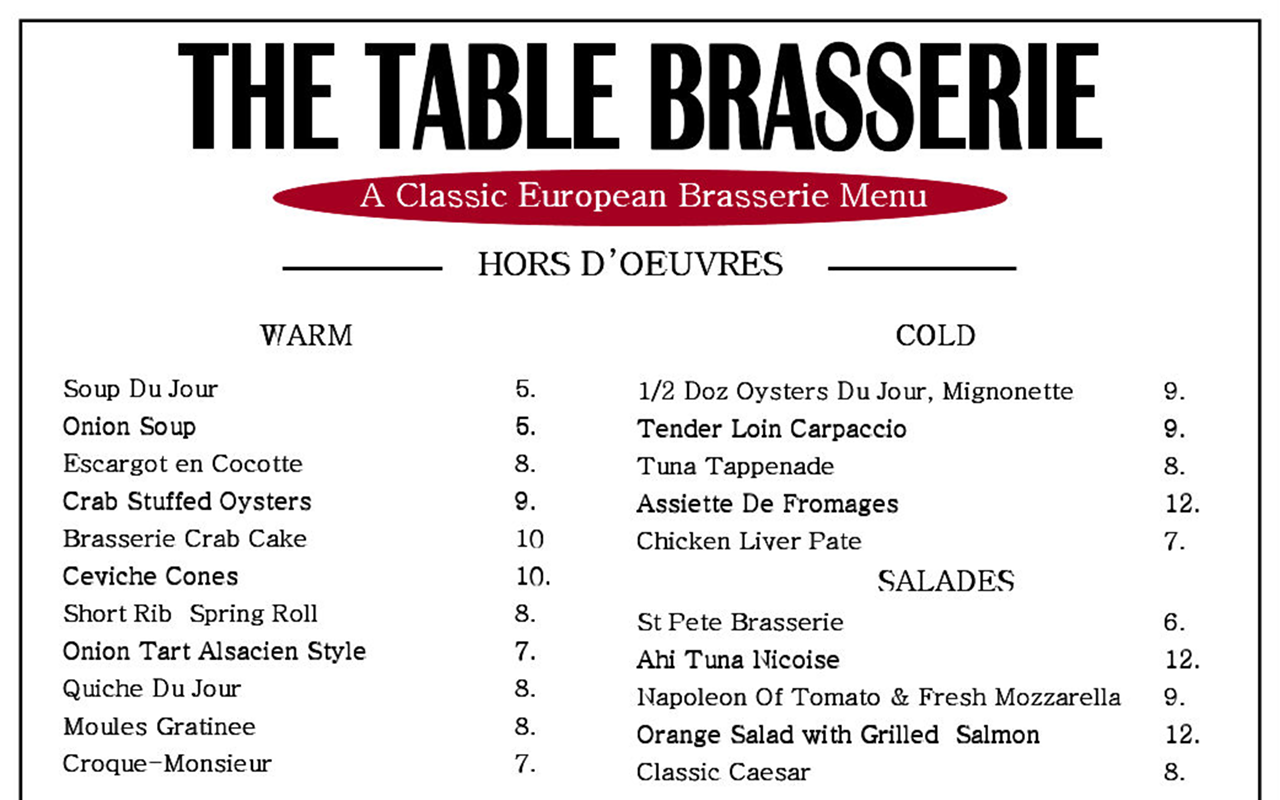 The Table begins its brasserie-style menu this weekend, name change still in doubt