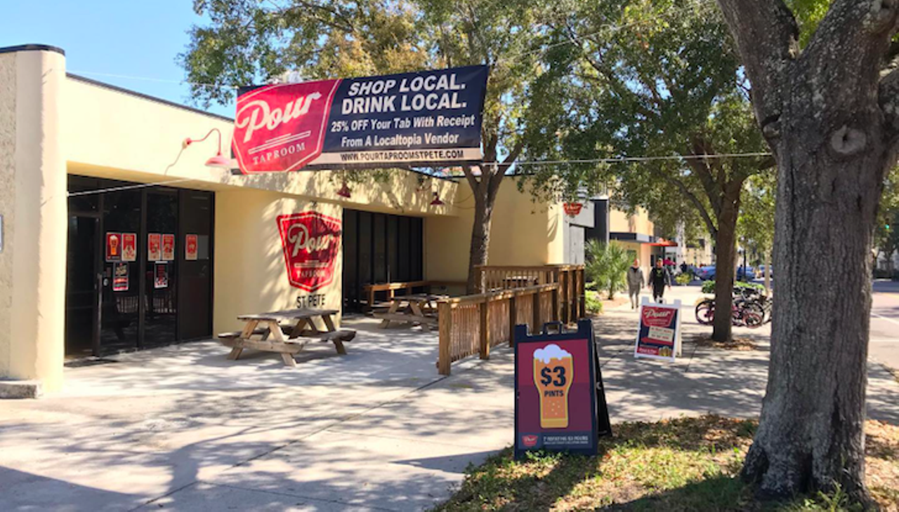 Pour Taproom  
225 2nd Ave. N., St., St. Petersburg
Pour Taproom offered selections of self-serve beer and wine on tap, trivia, and a dog-friendly atmosphere. The bar served St. Pete residents for just under three years before closing in September 2020.
Photo via Pour Taproom/Facebook