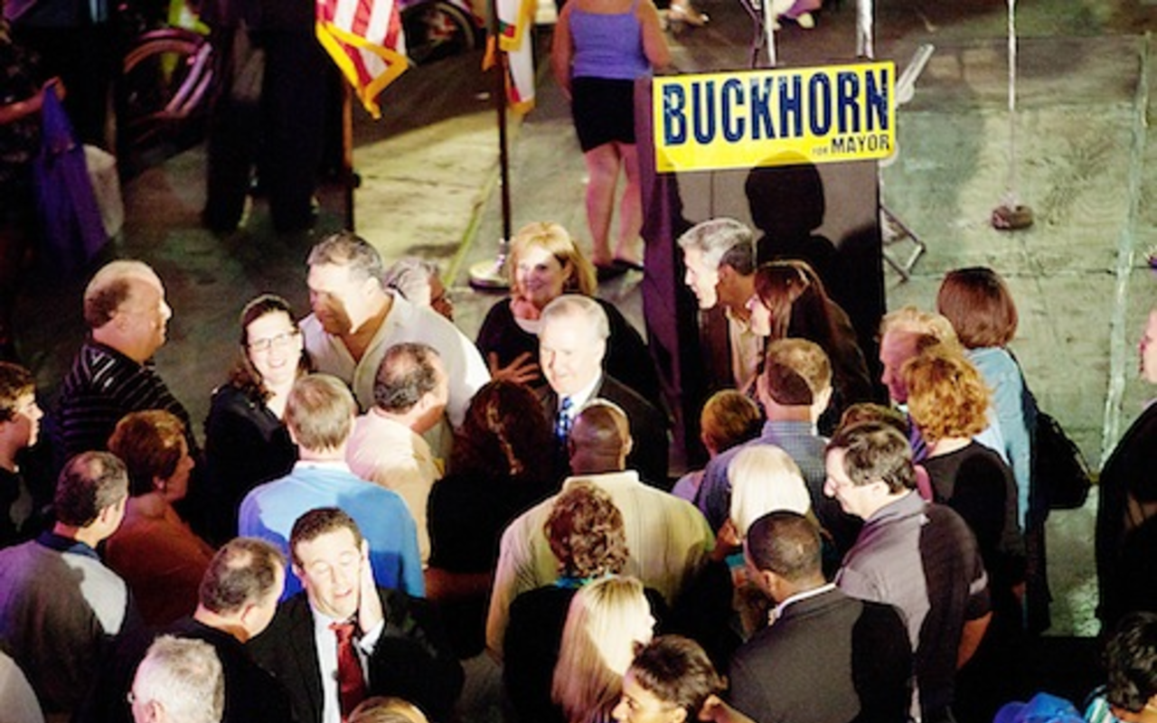 CROWD SUPPORT: Bob Buckhorn and fans on the night of the Tampa mayoral election.