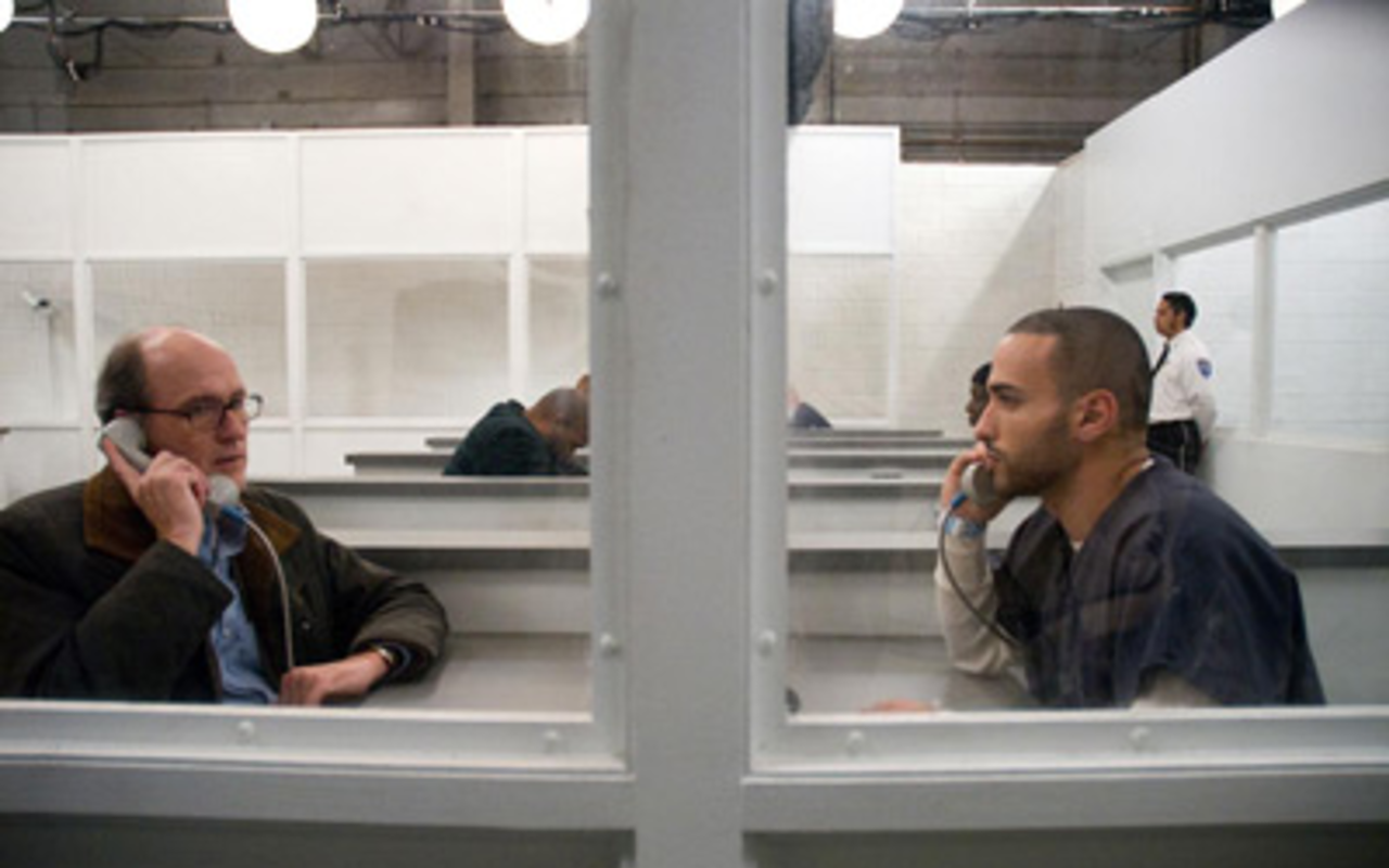 MAKING A CONNECTION: Richard Jenkins, (left) visits Haaz Sleiman in a detention center for illegal immigrants in The Visitor.