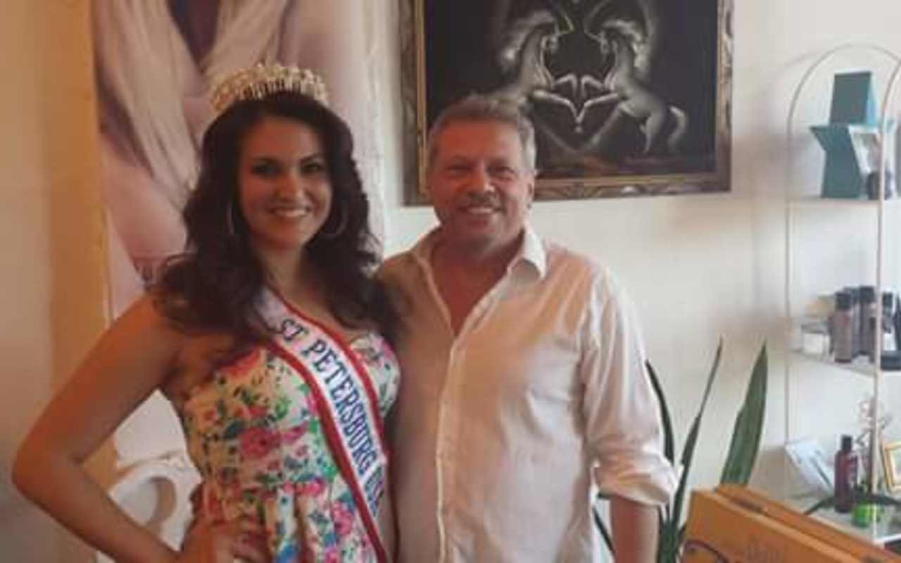 REPRESENTING THE BURG: Miss St. Petersburg Leja Apple and her stylist, Richard D'Amore, at Lucky Star Salon.