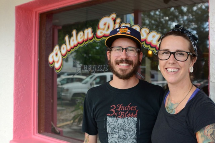 Husband-and-wife owners Brian and Audrey Dingeman, who opened Golden Dinosaurs earlier this month.
