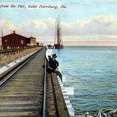 Fishing from the pier - Saint Petersburg, Florida, circa 1907.