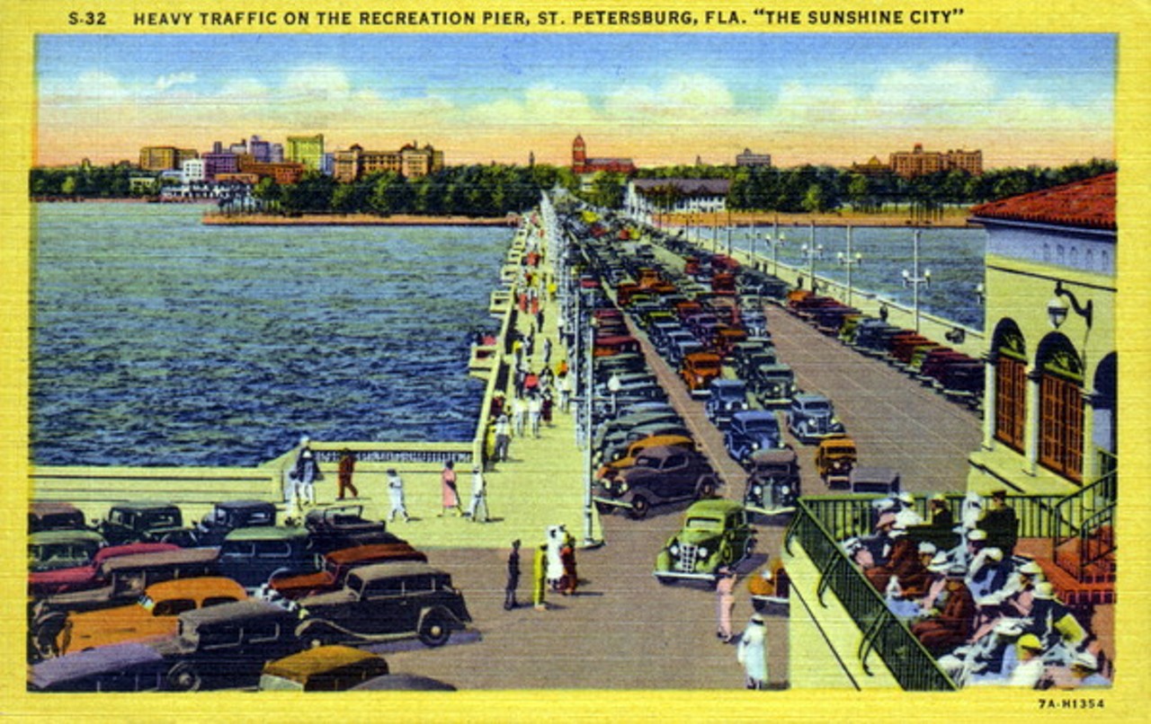 Heavy traffic on the recreation pier - Saint Petersurg, Florida, circa 1937.