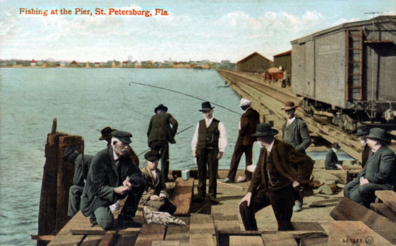 Fishing at the pier, Saint Petersburg, Florida, 1910.