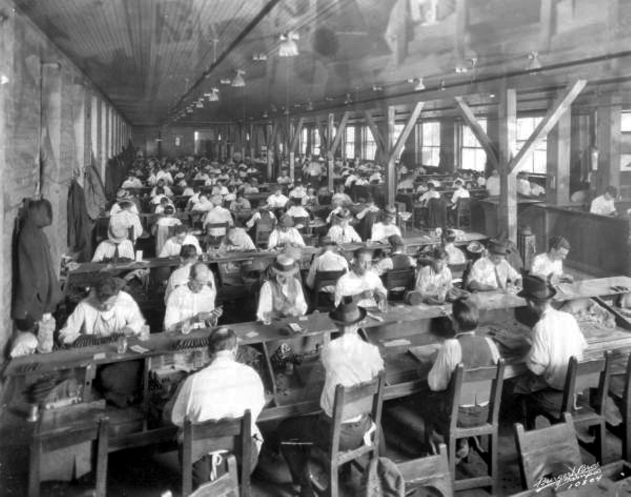 Interior view of a cigar factory - Tampa, Florida. Date unknown.