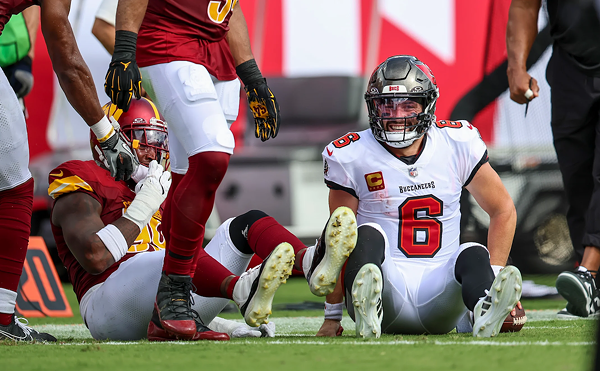 Tampa Bay Buccaneers quarterback Baker Mayfield at Raymond James Stadium in Tampa, Florida on Sept. 8, 2024.