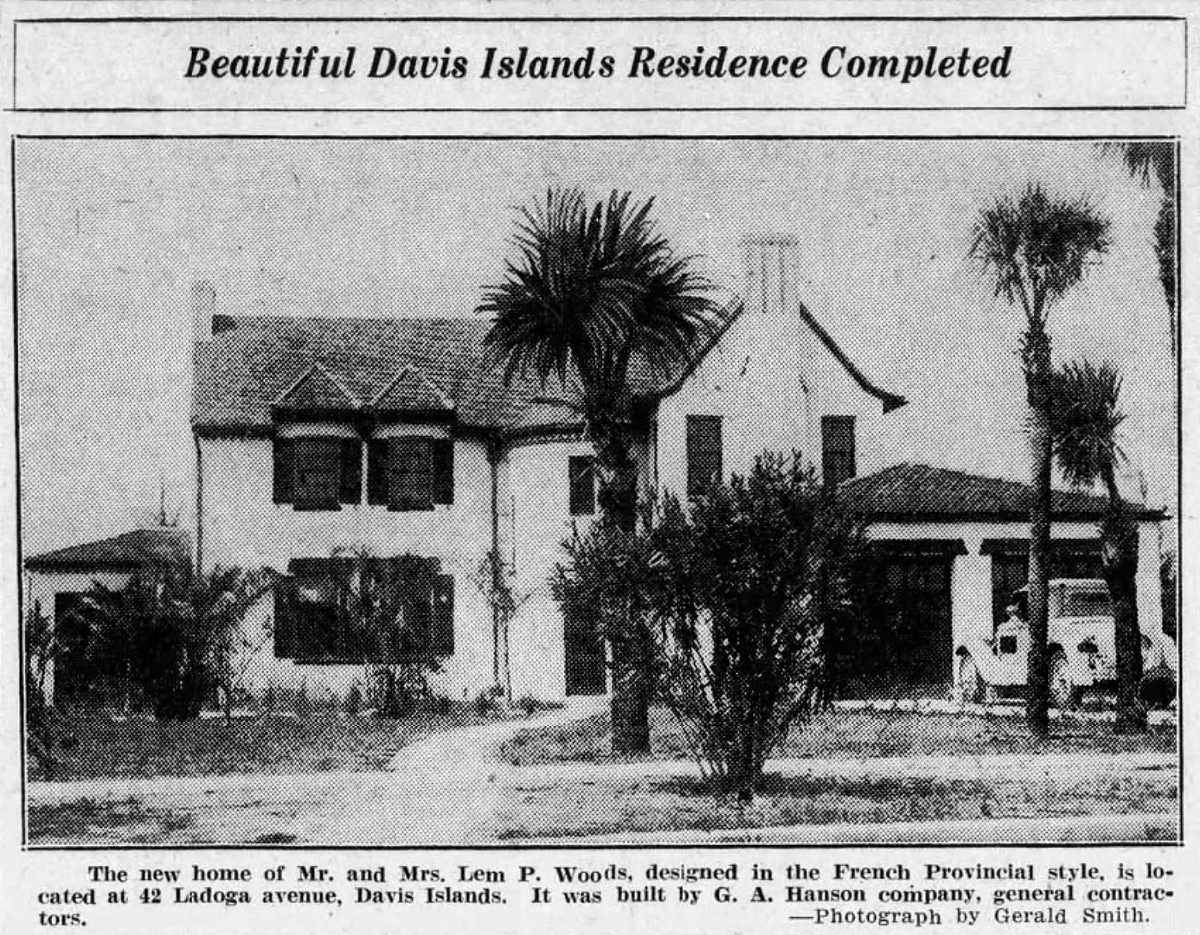 A photo of the home from a September 1932 edition of the Tampa Daily Times.