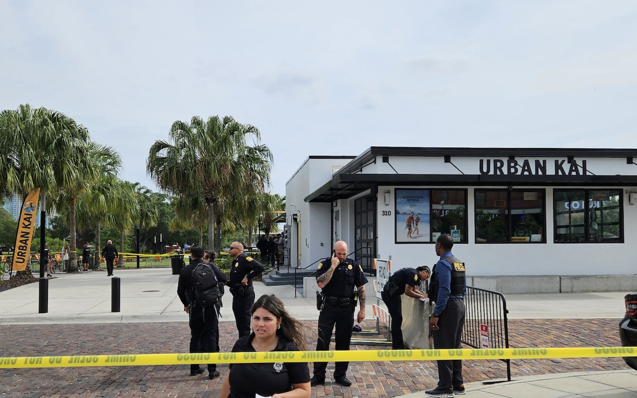 Police outside Tampa Armature Works in Tampa, Florida on April 9, 2024.