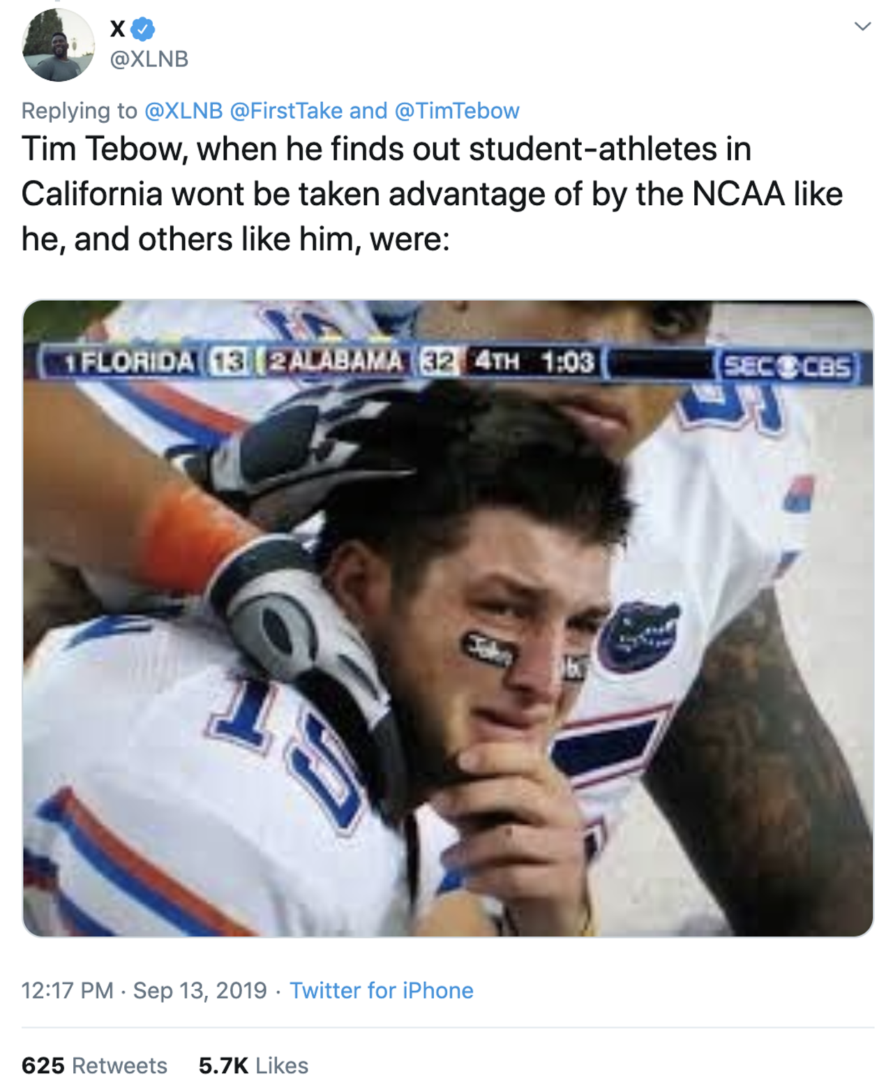 Twitter reacts to Tim Tebow's dumb rant on why college athletes shouldn't get paid