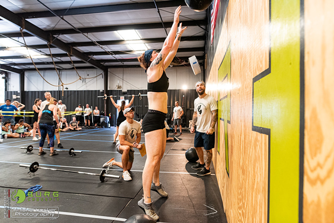 Resie joins the #SportsBraSquad at her most recent CrossFit competition. - Jay Knickerbocker Photography
