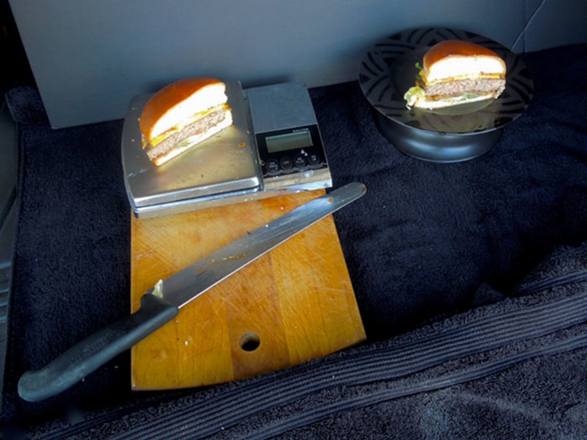 My makeshift mobile burger lab, in the back of my car. - Jon Palmer Claridge