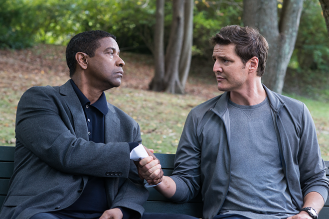 It's almost like Robert McCall (Denzel Washington), left, knows he's going to be shooting at his former partner (Pedro Pascal) before the movie ends. - Sony Pictures/Glen Wilson