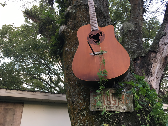 A guitar that Rodney Smith affixed to an oak in his backyard in Tampa, Florida many years ago. It survived the storm. - Rodney Smith