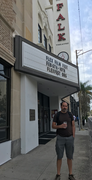 Warren Cockerham outside Falk Theater on UT Campus, just one of the various venues for the FLEX FILM FEST, Feb 6-10. - Photo by Ben Wiley