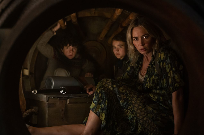Ssssh! Don't make a sound, but, from left, Noah Jupe, Millicent Simmonds and Emily Blunt return as the Abbott family in "A Quiet Place 2." - Paramount Pictures