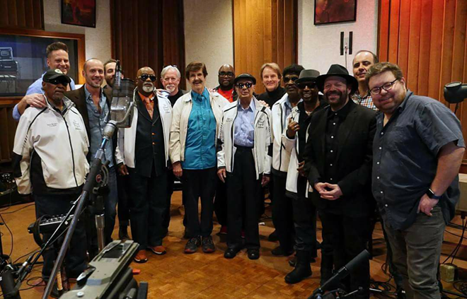 Paul Thorn Band and the Blind Boys of Alabama in a Memphis, Tennessee studio in February 2017. - facebook.com/thornpage