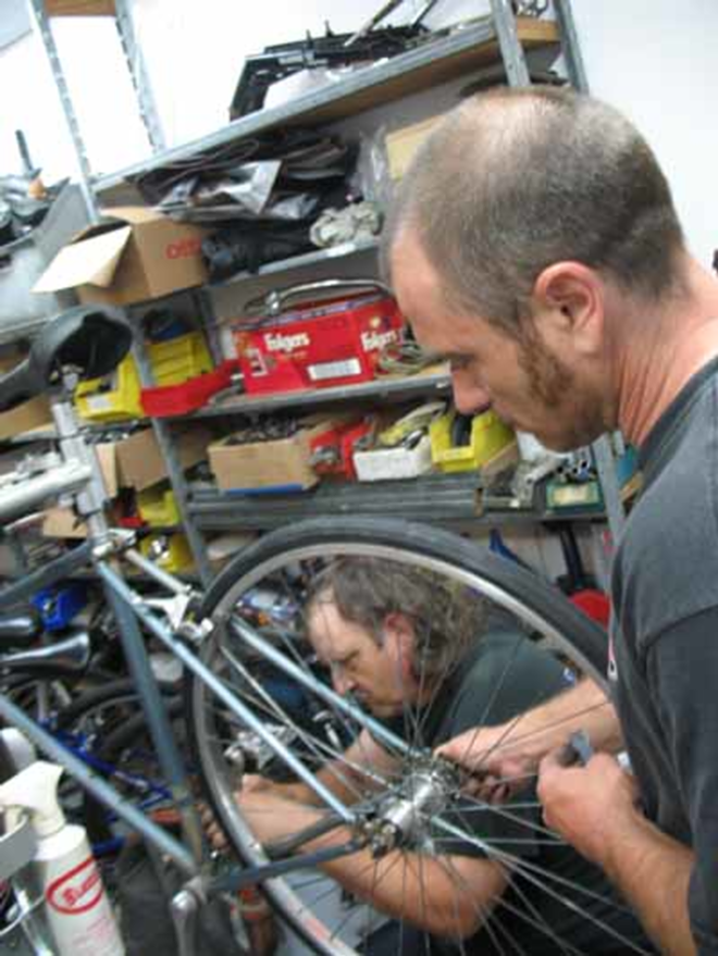 A new (or repaired) set of wheels is the gift of Homeless Emergency Projects Freewheel Program. - Alex Pickett